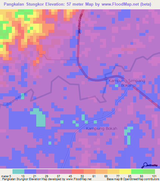 Pangkalan Stungkor,Malaysia Elevation Map