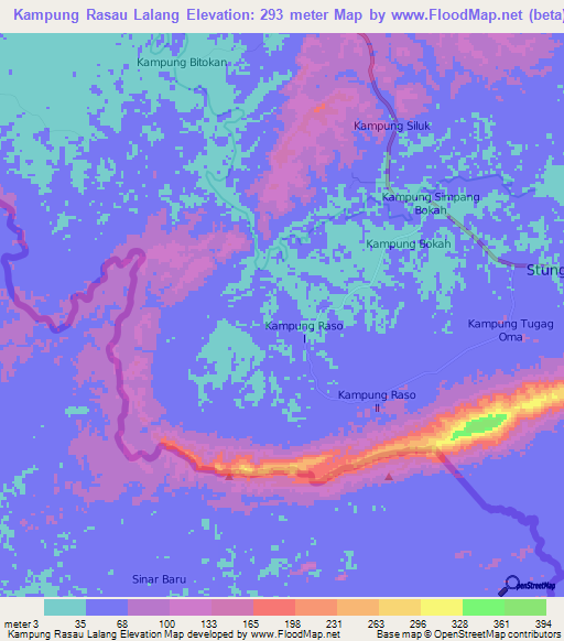 Kampung Rasau Lalang,Malaysia Elevation Map