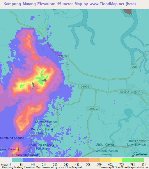 Kampung Matang,Malaysia Elevation Map