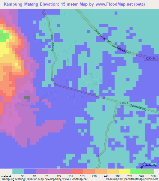 Kampung Matang,Malaysia Elevation Map