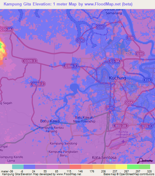 Kampung Gita,Malaysia Elevation Map