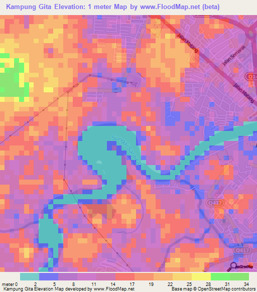 Kampung Gita,Malaysia Elevation Map