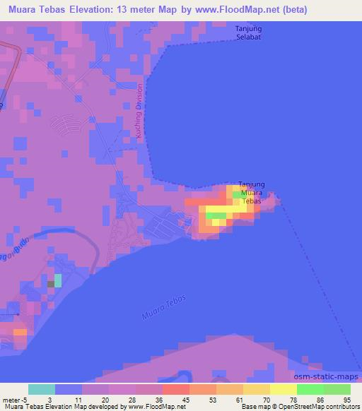 Muara Tebas,Malaysia Elevation Map