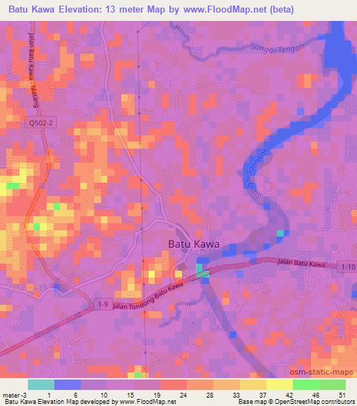Batu Kawa,Malaysia Elevation Map