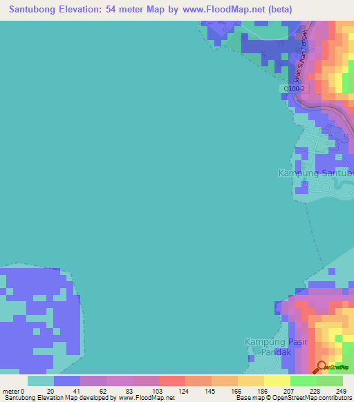 Santubong,Malaysia Elevation Map