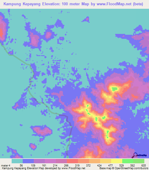 Kampung Kepayang,Malaysia Elevation Map