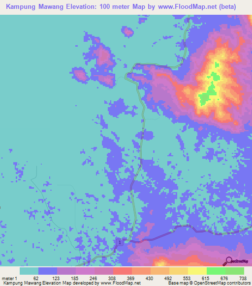 Kampung Mawang,Malaysia Elevation Map