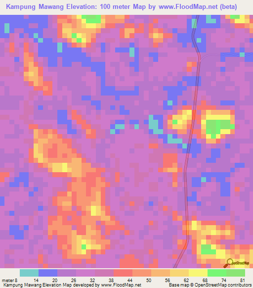 Kampung Mawang,Malaysia Elevation Map