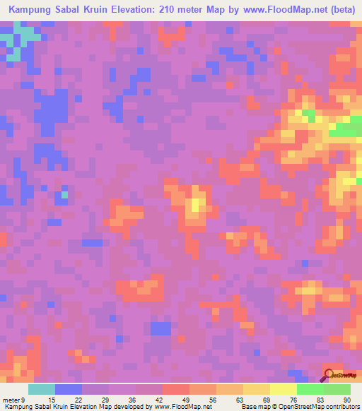 Kampung Sabal Kruin,Malaysia Elevation Map