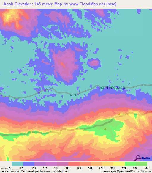 Abok,Malaysia Elevation Map