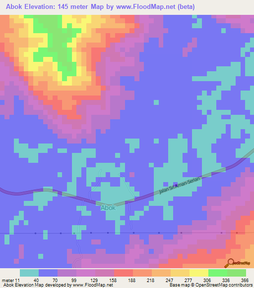 Abok,Malaysia Elevation Map