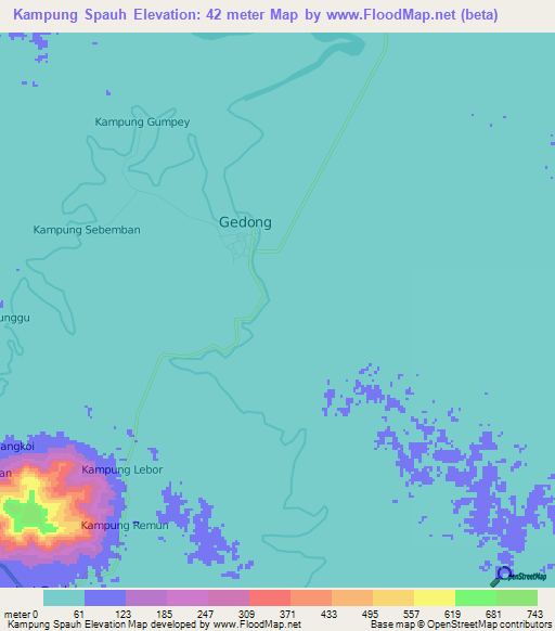 Kampung Spauh,Malaysia Elevation Map