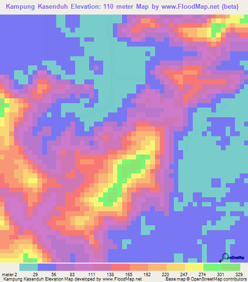 Kampung Kasenduh,Malaysia Elevation Map