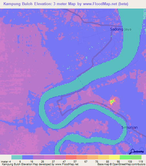 Kampung Buloh,Malaysia Elevation Map