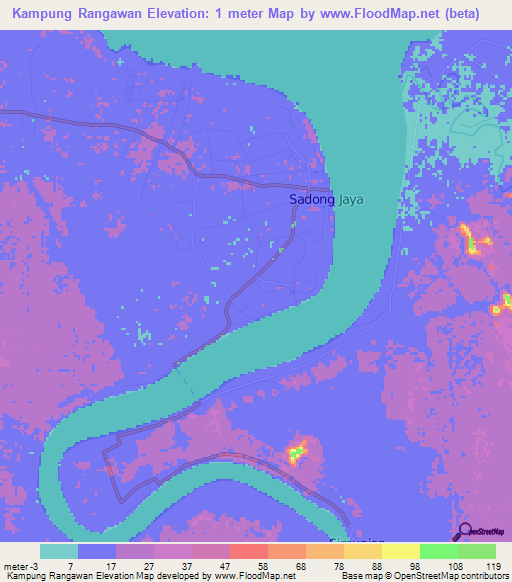 Kampung Rangawan,Malaysia Elevation Map