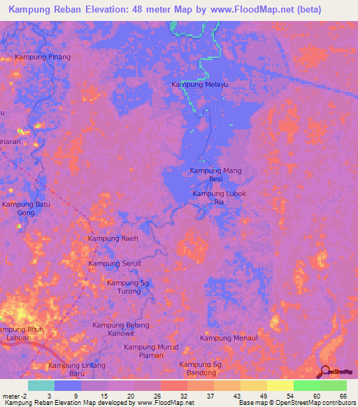 Kampung Reban,Malaysia Elevation Map