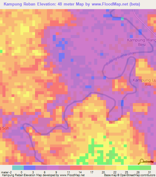 Kampung Reban,Malaysia Elevation Map