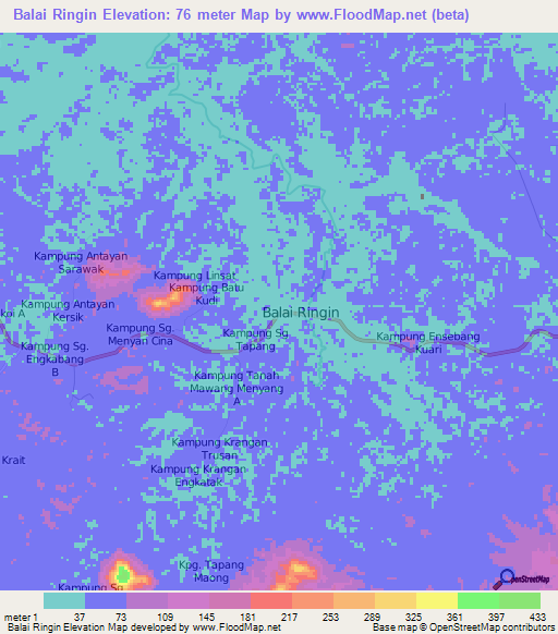 Balai Ringin,Malaysia Elevation Map