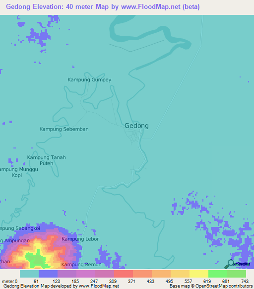 Gedong,Malaysia Elevation Map