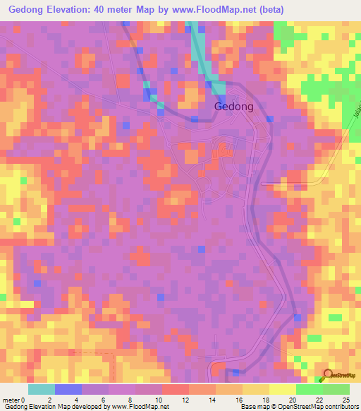 Gedong,Malaysia Elevation Map