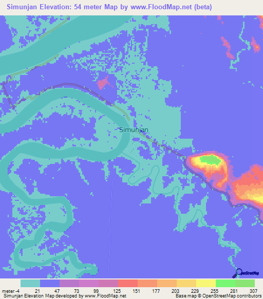 Simunjan,Malaysia Elevation Map