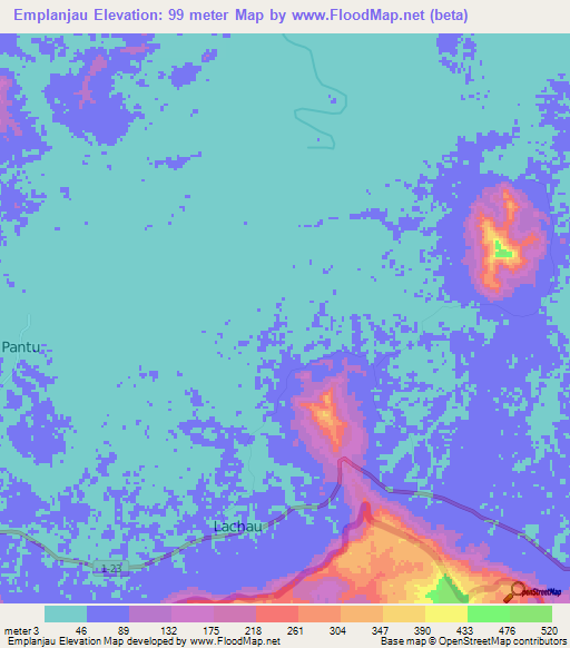 Emplanjau,Malaysia Elevation Map