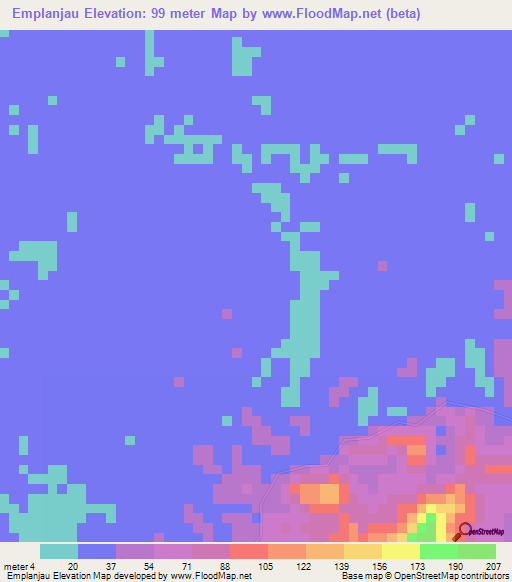 Emplanjau,Malaysia Elevation Map