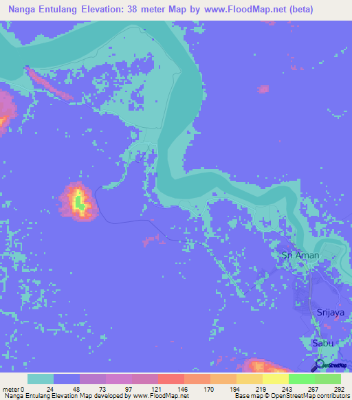 Nanga Entulang,Malaysia Elevation Map