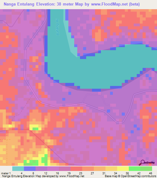 Nanga Entulang,Malaysia Elevation Map