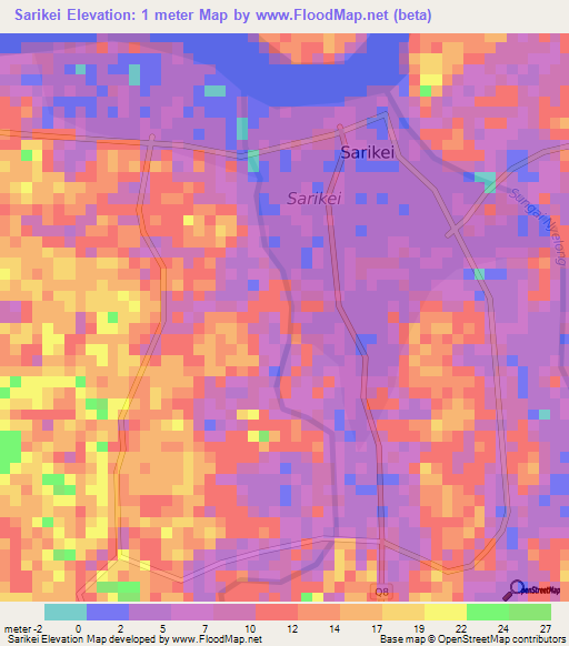 Sarikei,Malaysia Elevation Map