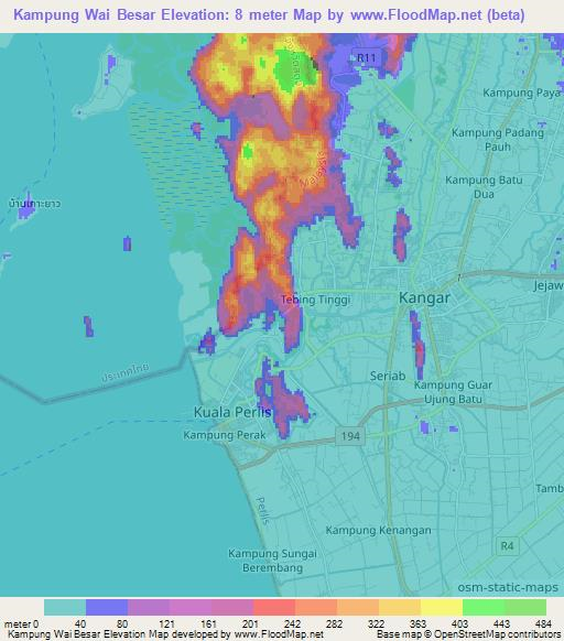 Kampung Wai Besar,Malaysia Elevation Map