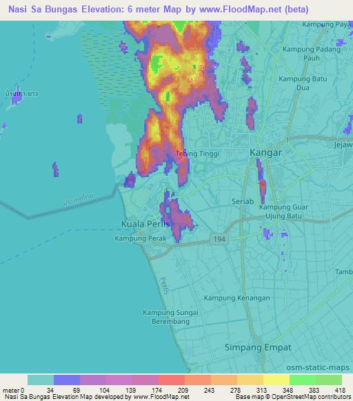 Nasi Sa Bungas,Malaysia Elevation Map