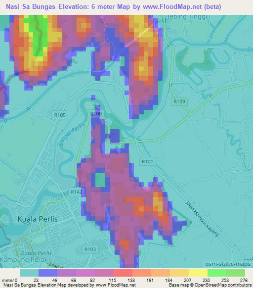 Nasi Sa Bungas,Malaysia Elevation Map