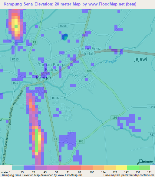 Kampung Sena,Malaysia Elevation Map