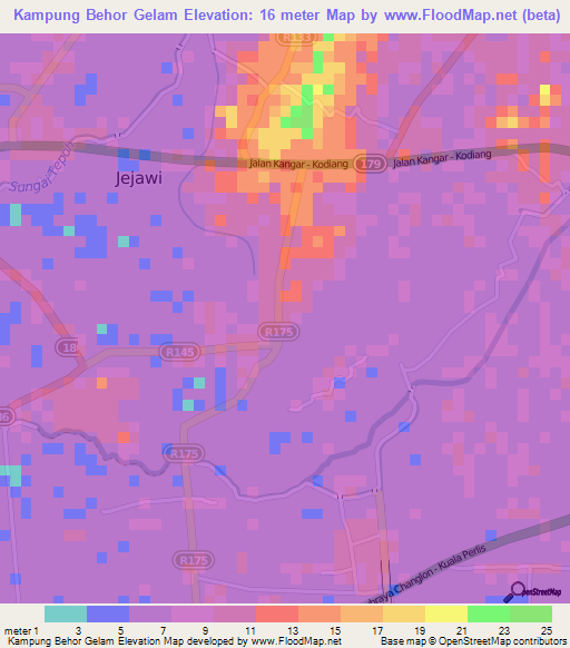 Kampung Behor Gelam,Malaysia Elevation Map