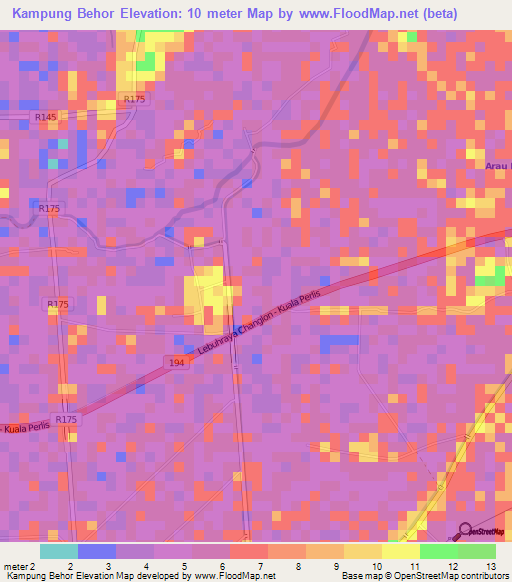 Kampung Behor,Malaysia Elevation Map