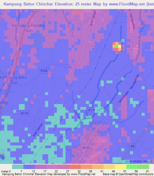 Kampung Behor Chinchar,Malaysia Elevation Map