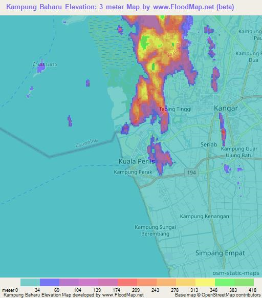 Kampung Baharu,Malaysia Elevation Map