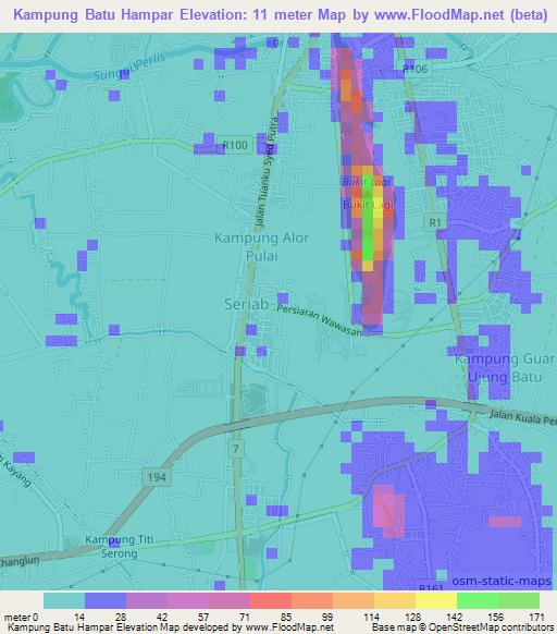 Kampung Batu Hampar,Malaysia Elevation Map