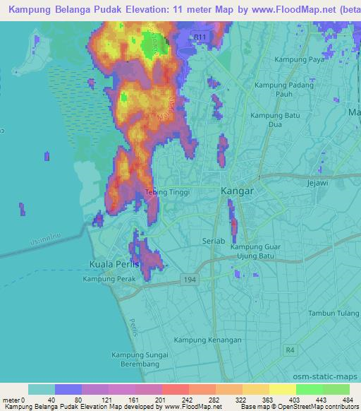 Kampung Belanga Pudak,Malaysia Elevation Map