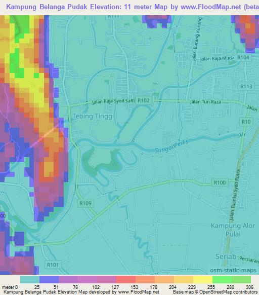 Kampung Belanga Pudak,Malaysia Elevation Map