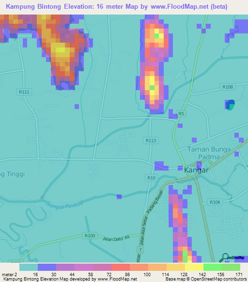 Kampung Bintong,Malaysia Elevation Map