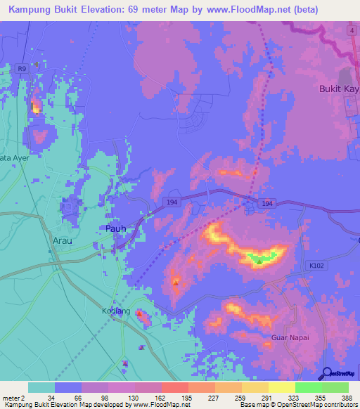 Kampung Bukit,Malaysia Elevation Map