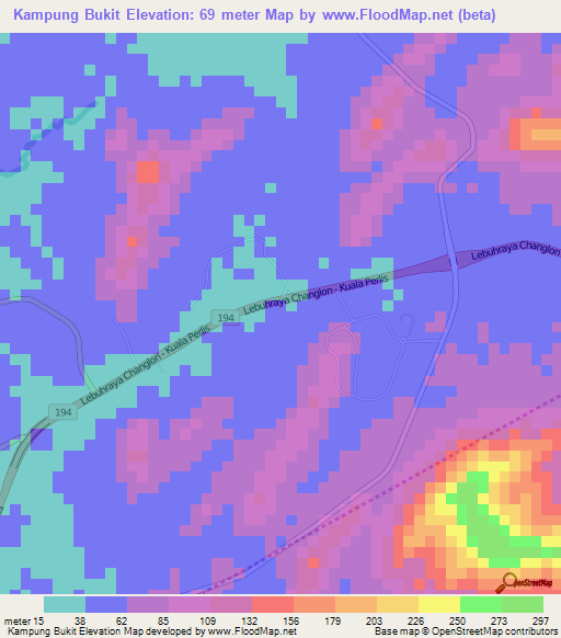 Kampung Bukit,Malaysia Elevation Map