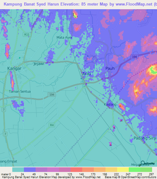 Kampung Banat Syed Harun,Malaysia Elevation Map