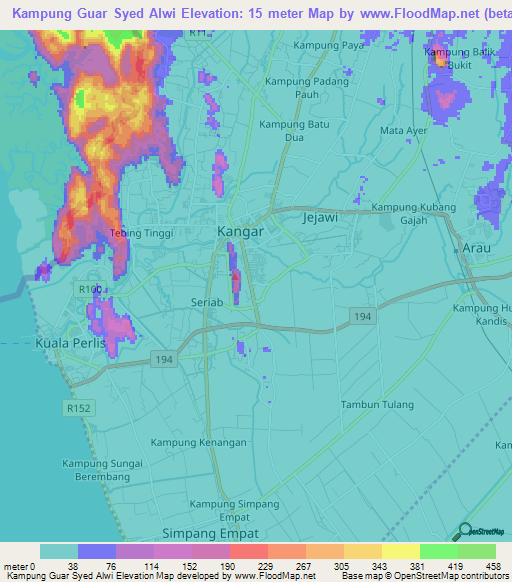 Kampung Guar Syed Alwi,Malaysia Elevation Map