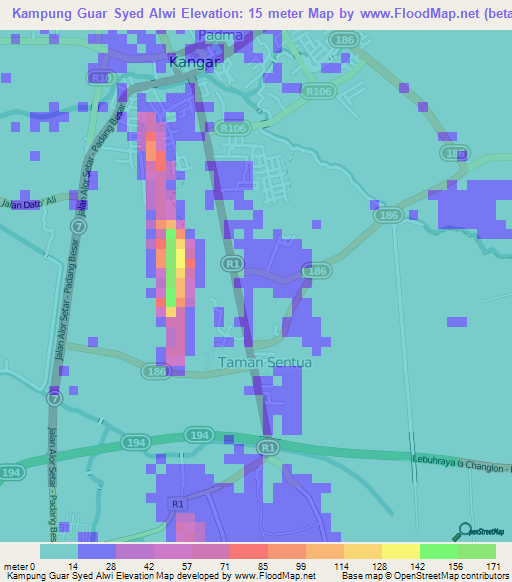 Kampung Guar Syed Alwi,Malaysia Elevation Map