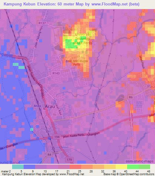 Kampung Kebun,Malaysia Elevation Map