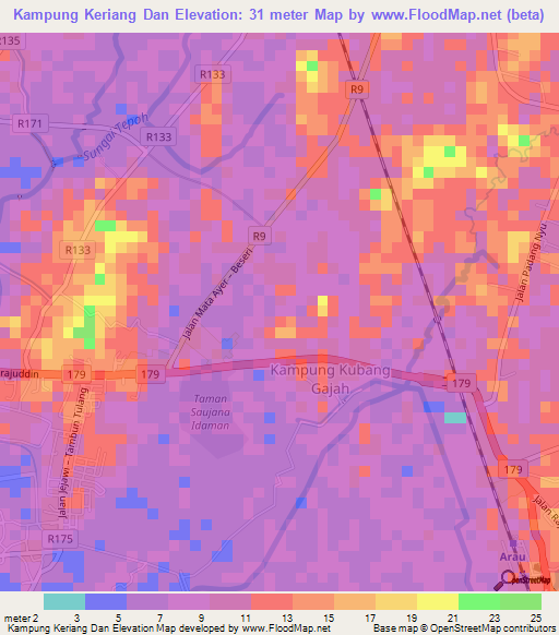 Kampung Keriang Dan,Malaysia Elevation Map