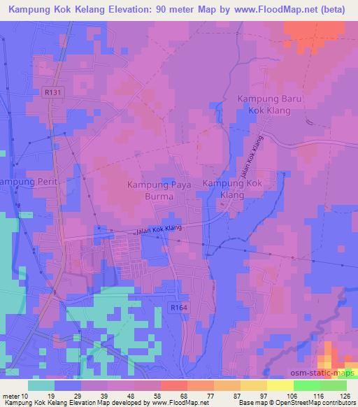 Kampung Kok Kelang,Malaysia Elevation Map